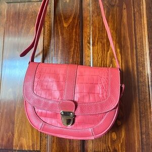 Barr + Barr Salmon Genuine Leather Alligator Embossed Crossbody Bag
